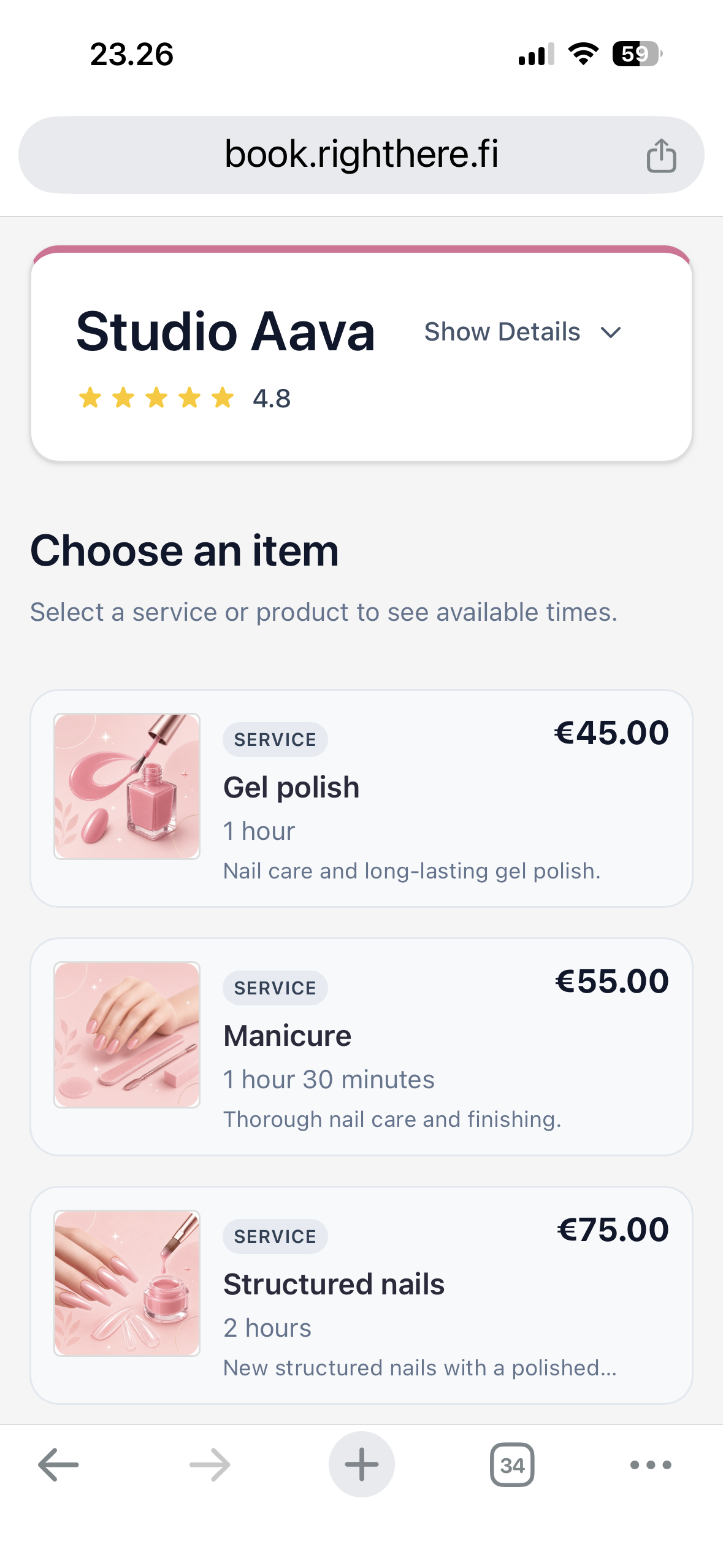 RightHere-App: Kunden wählen Datum und Uhrzeit