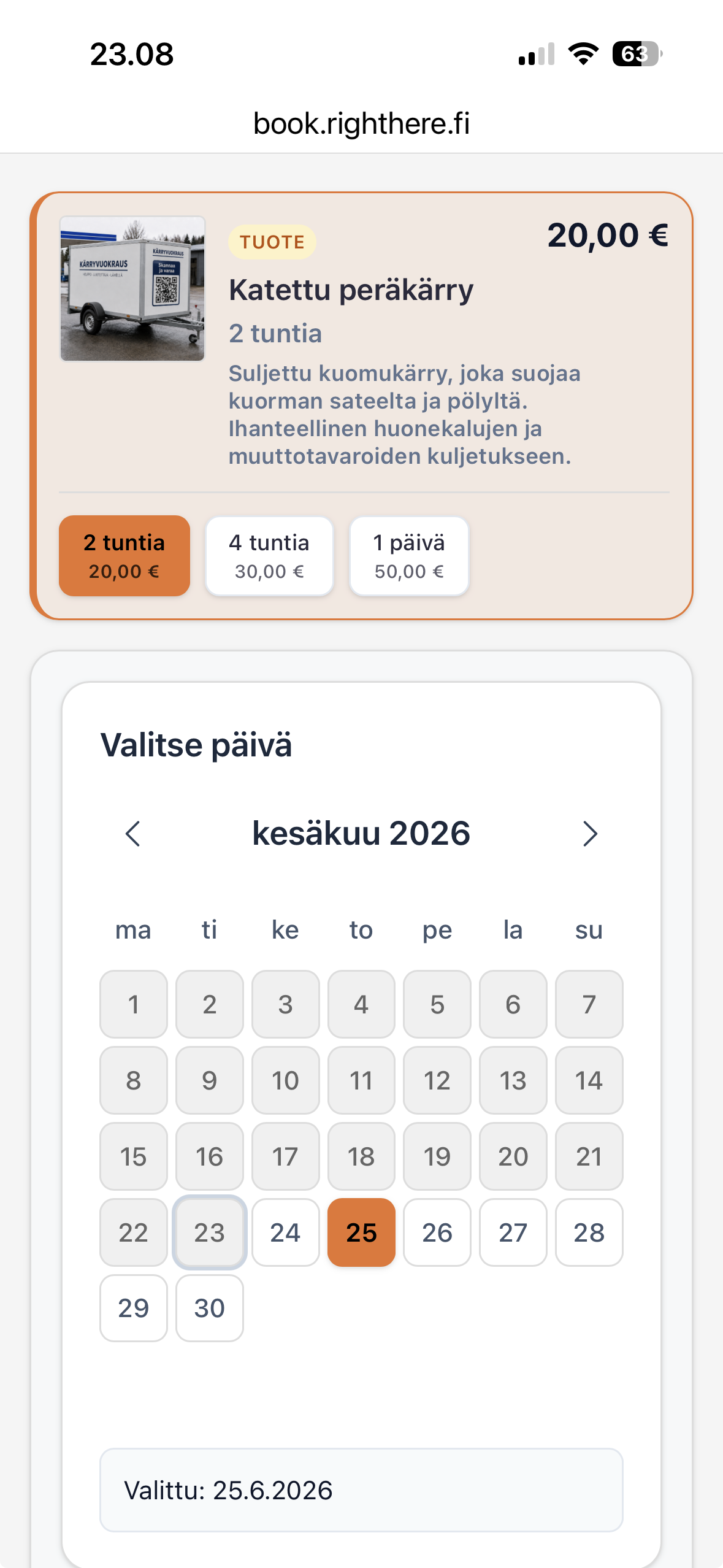 Peräkärryn vuokraus ilman puhelinsoittoja