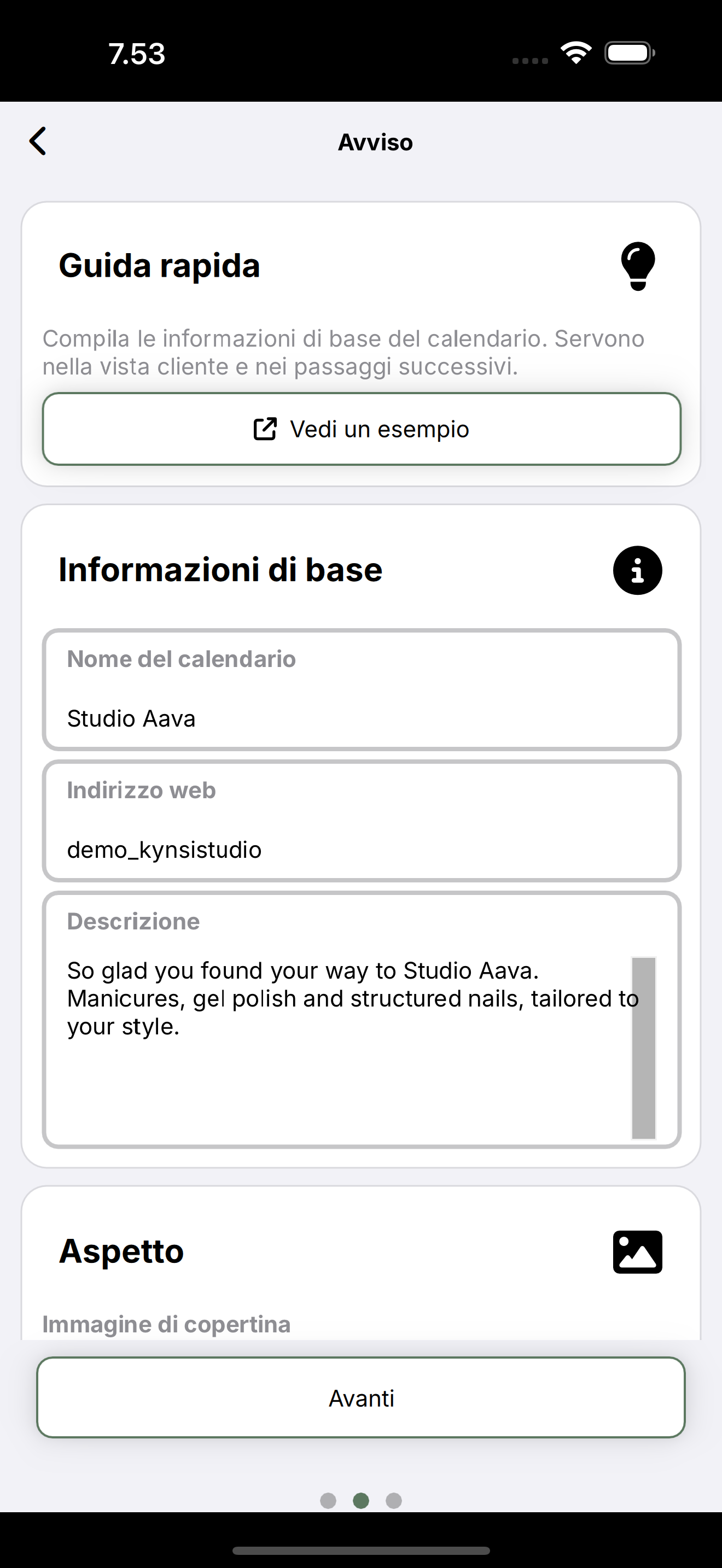 Passaggio scheda: guida rapida, nome, indirizzo web e descrizione.