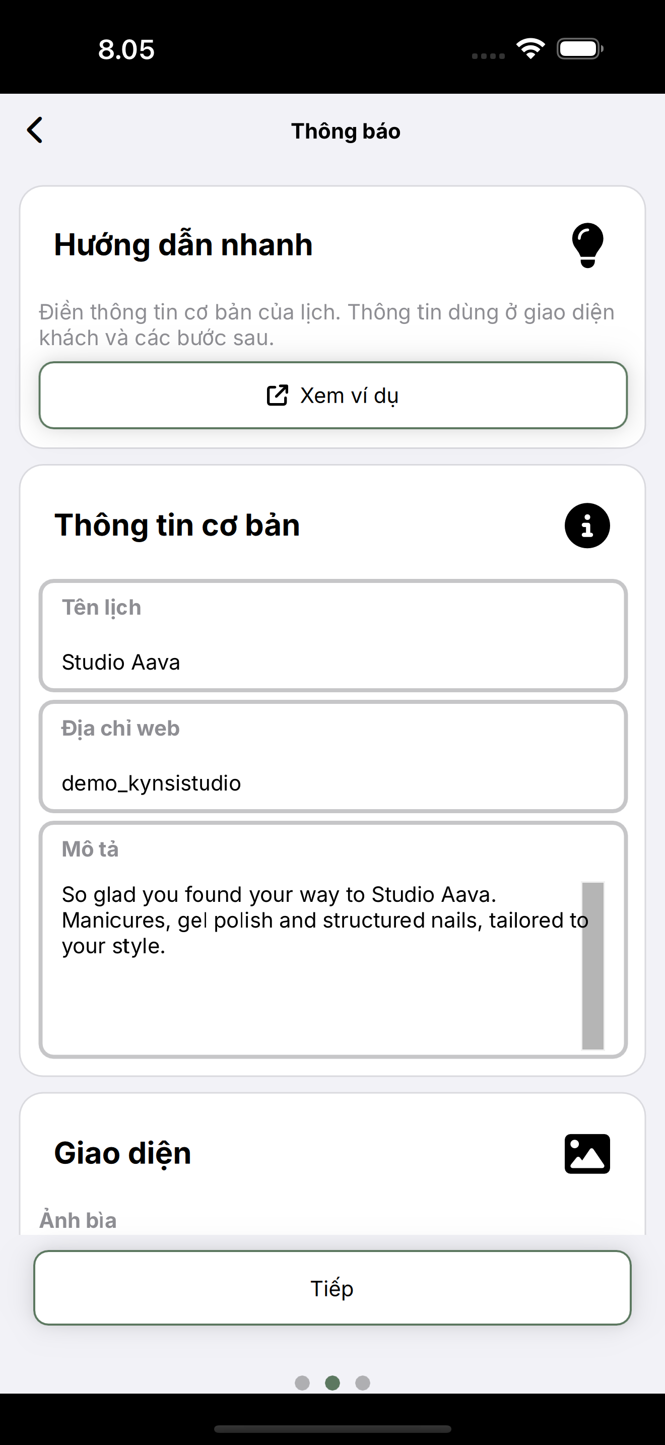 Bước đăng tin: hướng dẫn nhanh, tên, địa chỉ web và mô tả.